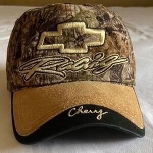 Chevy Racing Cap Camo Hat Real Tree Suede Brim Embroidered Logo Mens Strapback